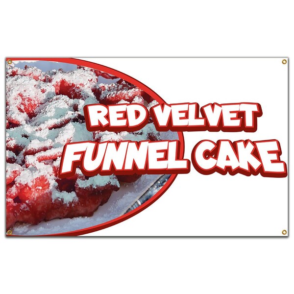 Red Velvet Funnel Cake Banner Concession Stand Food Truck Single Sided